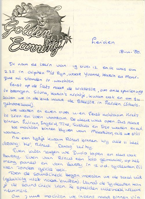 Golden Earring show review April 18, 1980 Leiden show by Gery Hoetmer